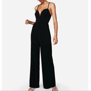 Express V-Wired Wide-Leg Black Jumpsuit